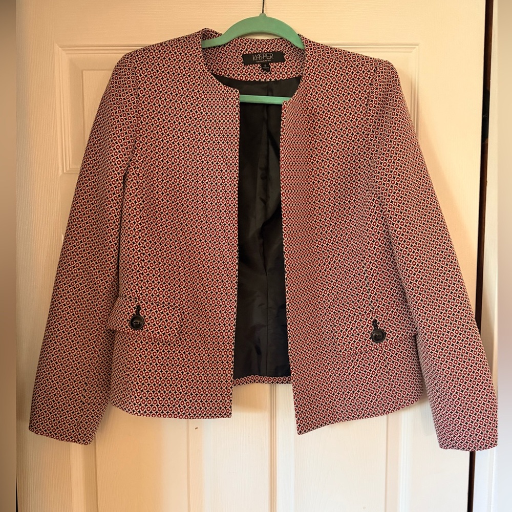 Kasper Geometric Open-Front Blazer